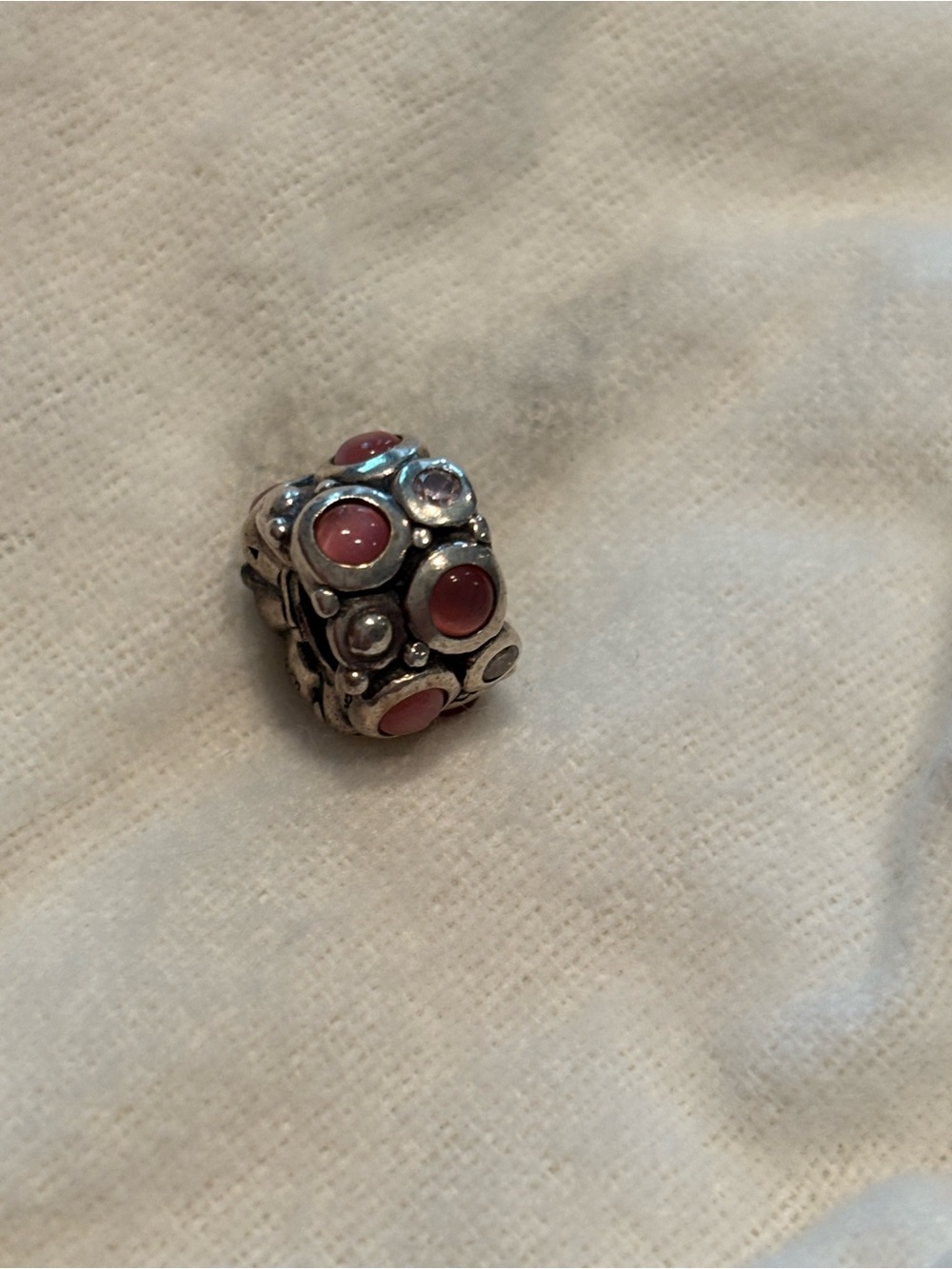 Chamilia Sterling Silver Bead Charm with Pink Cabochons
